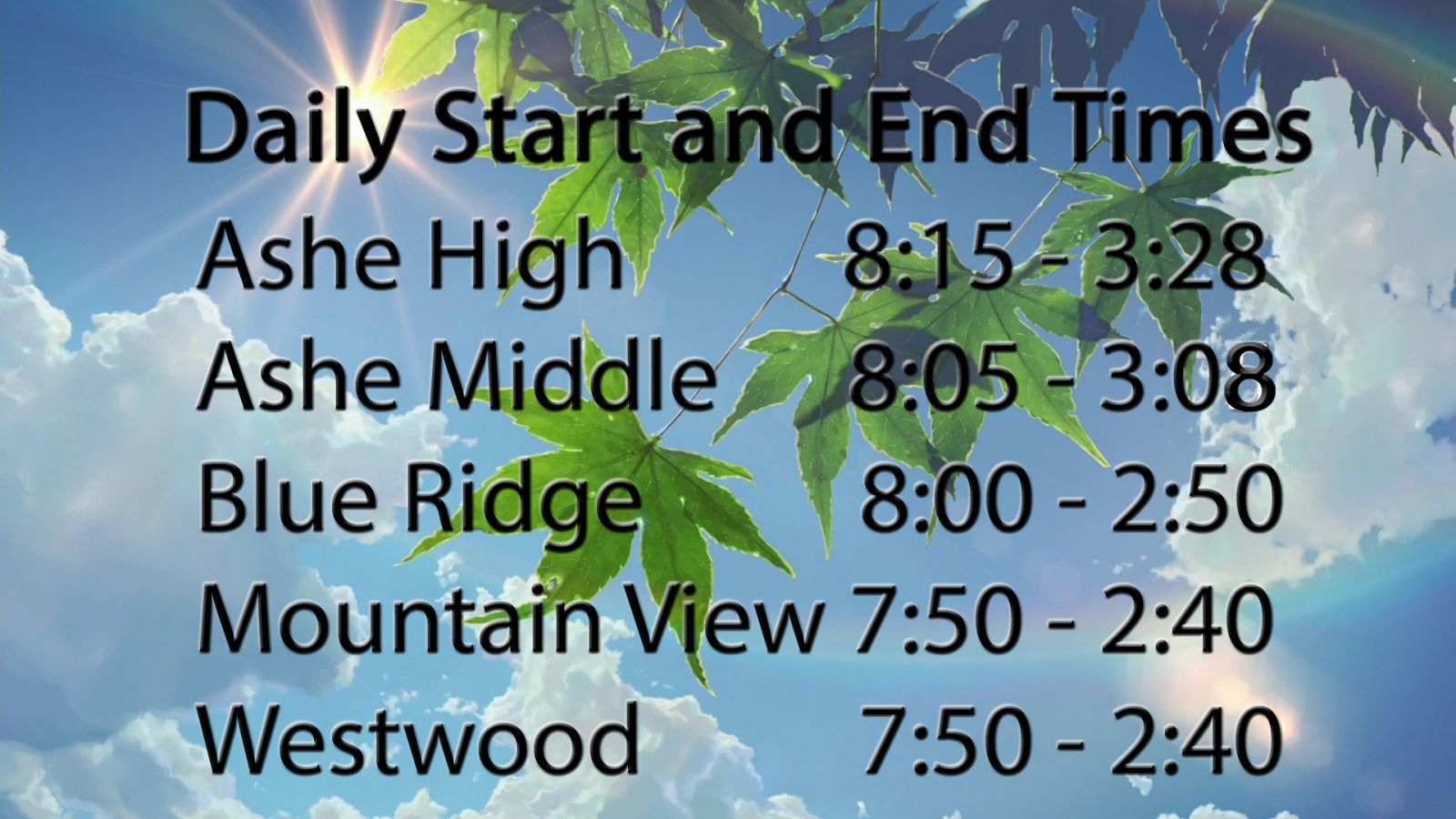 Ashe County Schools / Homepage Ashe County Schools / Homepage